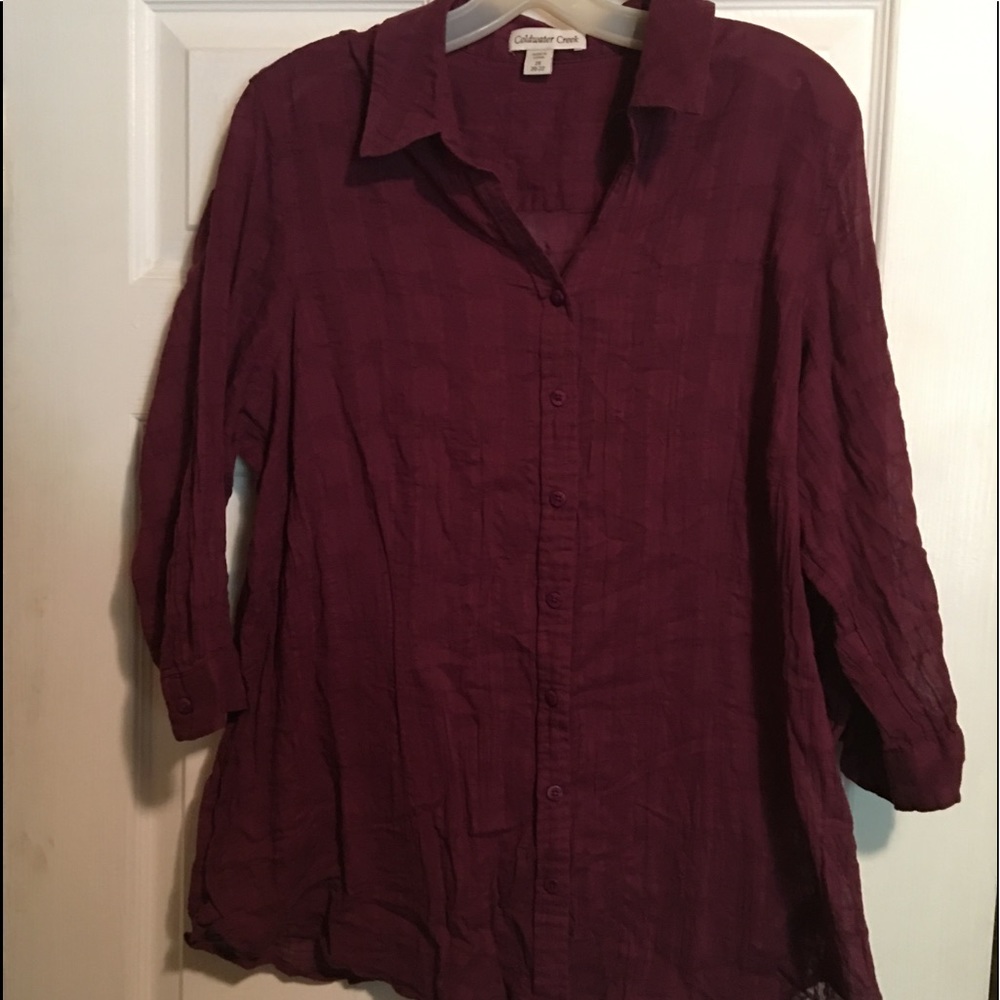 Coldwater Creek Wine Burgundy Shirt 2X